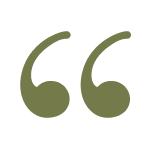 Decorative quotation mark symbol in olive green color for testimonials or reviews section.