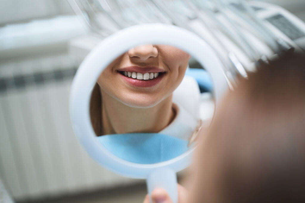Healthy enamel responding to professional teeth whitening treatment